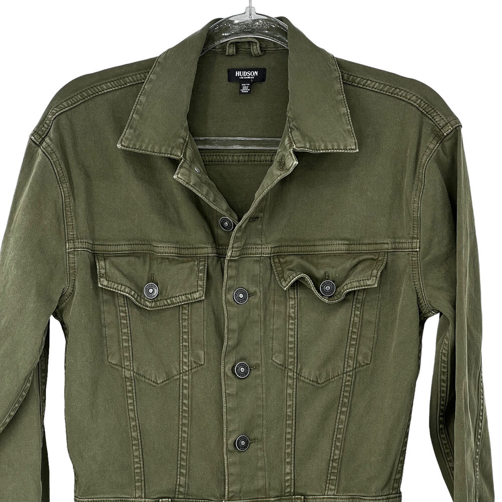 Hudson Sloane Long Sleeve Utility Jumpsuit Olive Green Stretch Cotton Romper XS - Picture 5 of 11